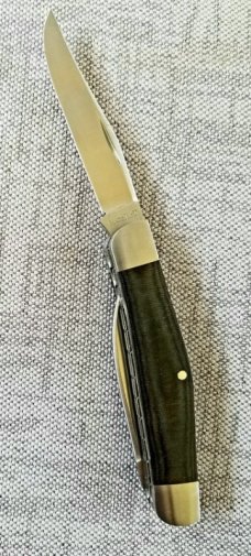 Jeff Mitchell Custom Muskrat Knife,slip, .3.75",Cpm-154,black linen micart,filework, clip & wharnie 