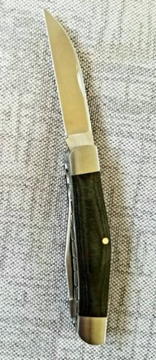 Jeff Mitchell Custom Muskrat Knife,slip, .3.75",Cpm-154,black linen micart,filework, clip & wharnie 