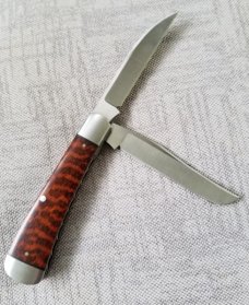 Jeff Mitchell Custom Wharnie Trapper Knife,slip, 4.25",Cpm-154,Snakewood,filework, clip & wharnie 