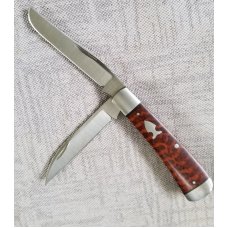 Jeff Mitchell Custom Wharnie Trapper Knifeslip 425quotCpm-154Snakewoodfilework clip amp wharnie