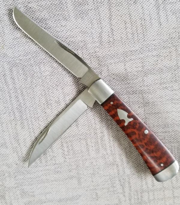 Jeff Mitchell Custom Wharnie Trapper Knife,slip, 4.25",Cpm-154,Snakewood,filework, clip & wharnie 