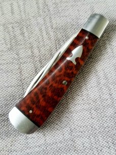 Jeff Mitchell Custom Wharnie Trapper Knife,slip, 4.25",Cpm-154,Snakewood,filework, clip & wharnie 