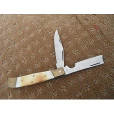 LARGE Two blade Pocket KNIFE With CAMEL BONE SCALES