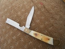 LARGE Two blade Pocket KNIFE  With CAMEL BONE SCALES