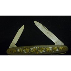 Fight'n Rooster Tiny Pen Knife White & Gold