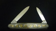 Fight&#39;n Rooster Tiny Pen Knife  White & Gold