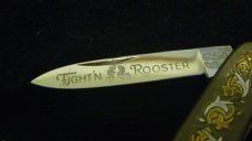Fight&#39;n Rooster Tiny Pen Knife  White & Gold