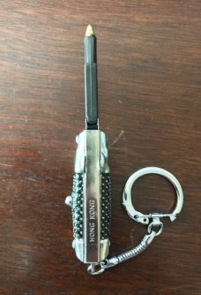 Miniature Switchblade Pen Keychain, Cactus Bolsters, Marked Hong Kong, Original Packaging, Unused  