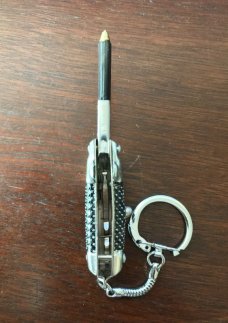 Miniature Switchblade Pen Keychain, Cactus Bolsters, Marked Hong Kong, Original Packaging, Unused  