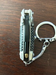 Miniature Switchblade Pen Keychain, Cactus Bolsters, Marked Hong Kong, Original Packaging, Unused  