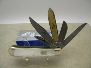 Bulldog Brand Solingen Germany Genuine Pearl 20 Year Anniversary 5 Blade Trapper Knife in Box c.1998