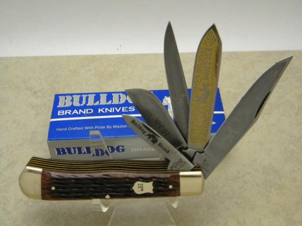 Bulldog Brand Solingen Germany Bone 20 Year Anniversary 5 Blade Trapper Knife in Box c.1998
