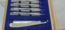 Improved Eagle Razor Parker Knife Cut. Co Straight Razor 7 Day Mother of Pearl
