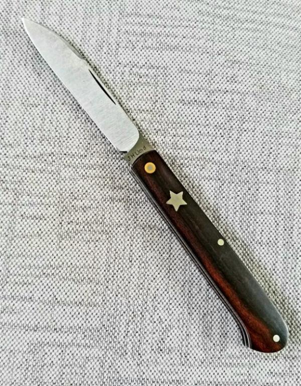 JH Lloyd custom Shadow Spear in desert ironwood, 52100, 4.25" closed ,Texas Star Shield 