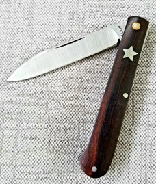 JH Lloyd custom Shadow Spear in desert ironwood, 52100, 4.25" closed ,Texas Star Shield 