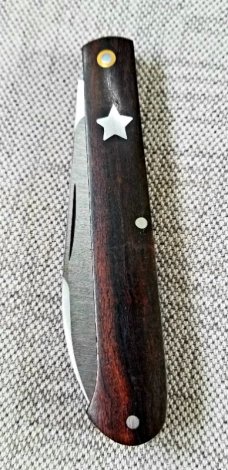 JH Lloyd custom Shadow Spear in desert ironwood, 52100, 4.25" closed ,Texas Star Shield 