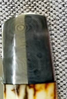 D.R.,David, Davis Mammoth ivory Lanny, 4", Damascus bolsters, cpm154, makers letter & pouch,filed