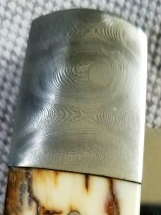 D.R.,David, Davis Mammoth ivory Lanny, 4", Damascus bolsters, cpm154, makers letter & pouch,filed
