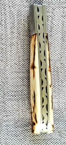 D.R.,David, Davis Mammoth ivory Lanny, 4", Damascus bolsters, cpm154, makers letter & pouch,filed