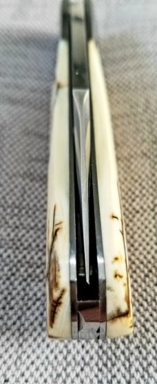 D.R.,David, Davis Mammoth ivory Lanny, 4", Damascus bolsters, cpm154, makers letter & pouch,filed