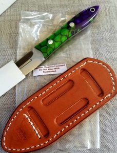 Bark River Wasp 2 Dagger, 3.75"  3V-CPM- Rare Purple Dragon Scale with original magnetic sheath, NIB
