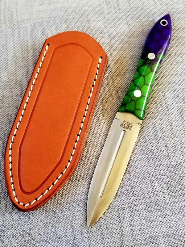 Bark River Wasp 2 Dagger, 3.75"  3V-CPM- Rare Purple Dragon Scale with original magnetic sheath, NIB
