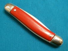 VINTAGE USA RED NY FIRE FIGHTERS FIREMAN ADVERTISING PEN JACK FOLDING POCKET KNIFE KNIVES OLD AD
