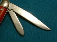 VINTAGE USA RED NY FIRE FIGHTERS FIREMAN ADVERTISING PEN JACK FOLDING POCKET KNIFE KNIVES OLD AD