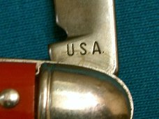 VINTAGE USA RED NY FIRE FIGHTERS FIREMAN ADVERTISING PEN JACK FOLDING POCKET KNIFE KNIVES OLD AD