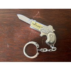 Vintage Japanese Pistol Keychain Unused Original quotMADE IN JAPANquot Sticker On Knife