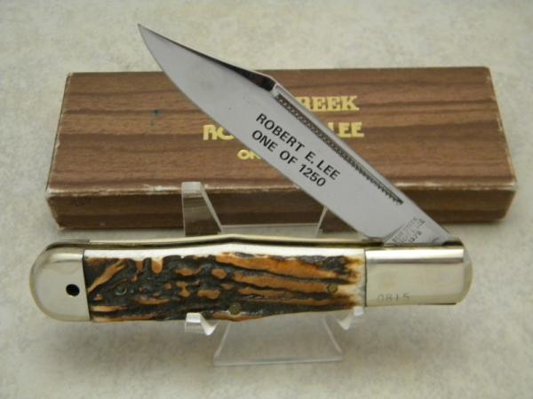 Bear Creek Taylor Cutlery Kingsport, Tenn. Stag Robert E. Lee Coke Bottle Knife in Box c.1979
