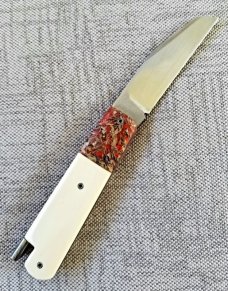 Vincenzo Balistreri Custom Red Arrow Taillock, 4" clsd, elephant ivory scales.. Liracarta bolsters..
