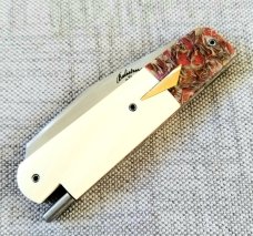 Vincenzo Balistreri Custom Red Arrow Taillock, 4" clsd, elephant ivory scales.. Liracarta bolsters..