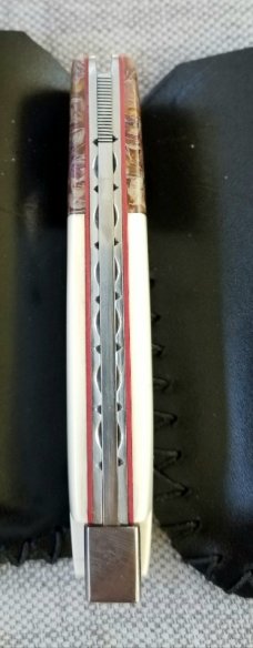 Vincenzo Balistreri Custom Red Arrow Taillock, 4" clsd, elephant ivory scales.. Liracarta bolsters..