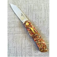 Vincenzo Balistreri Custom Shadow Native Slipjoint knife 385quot clsd brass shield Liracarta scales