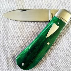 Dean Robertson Custom Green Smooth Bone Zulu Knife, 01 Tool, 4"  clsd,New,box and coa#276
