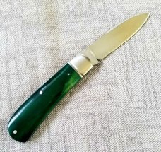 Dean Robertson Custom Green Smooth Bone Zulu Knife, 01 Tool, 4"  clsd,New,box and coa#276