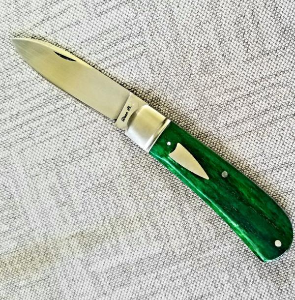 Dean Robertson Custom Green Smooth Bone Zulu Knife, 01 Tool, 4"  clsd,New,box and coa#276