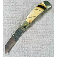 Steve Vanderkolff Crosscut Mammoth Native, 4" damasteel. dot system for pulls. Bolsters & Caps