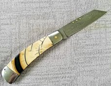 Steve Vanderkolff Crosscut Mammoth Native, 4" damasteel. dot system for pulls. Bolsters & Caps 
