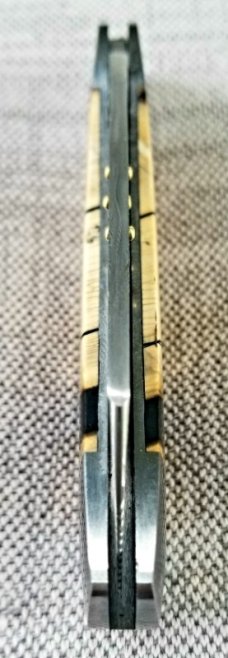 Steve Vanderkolff Crosscut Mammoth Native, 4" damasteel. dot system for pulls. Bolsters & Caps 