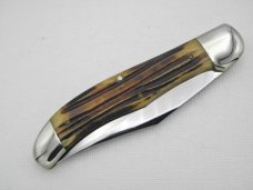 Queen Cutlery Co. #44 One Blade Folding Hunter in Winterbottom Bone: 5 1/4” closed; early 1958 - 60