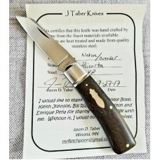 JTaber custom Native pattern,Westinghouse & Steel,3 3/4" ,makers pouch/coa cpm154