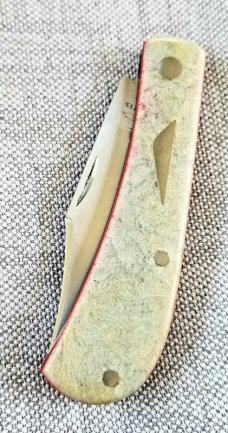 Birdvis Lanny Clip Knife, 3.75" Ivory paper Micarta, red G10 liner box,coa dob 1/2019 its on Instag 
