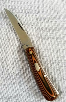 Ricky Menefee Custom Orange/Black G10 Sway Back Knife,3 5/8" closed ,Cpm-154,zippered pouch 