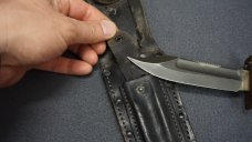 + VNTG ONTARIO 6-91 DESERT STORM ERA PILOT'S SURVIVAL FIXED BLADE KNIFE W/ORIG LEATHER SHEATH +