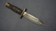 + VNTG ONTARIO 6-91 DESERT STORM ERA PILOT'S SURVIVAL FIXED BLADE KNIFE W/ORIG LEATHER SHEATH +