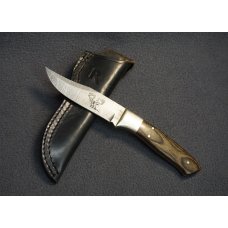VTG RIGID HAND MADE JAPAN FIXED BLADE KNIFE WBUCK amp FOREST ETCH amp ORIG SHEATH