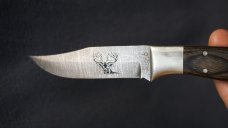 + VTG RIGID HAND MADE JAPAN FIXED BLADE KNIFE W/BUCK & FOREST ETCH & ORIG SHEATH +