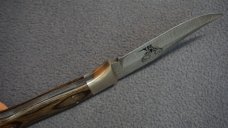 + VTG RIGID HAND MADE JAPAN FIXED BLADE KNIFE W/BUCK & FOREST ETCH & ORIG SHEATH +